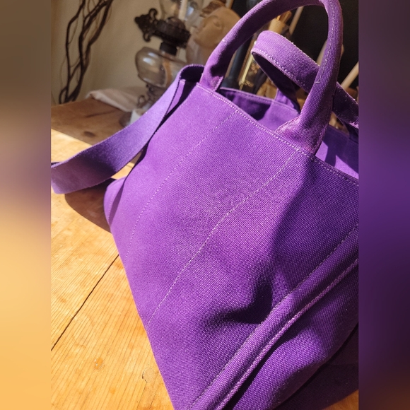 PRADA Large Canapa PM Purple Jeweled Bag - Picture 4 of 6